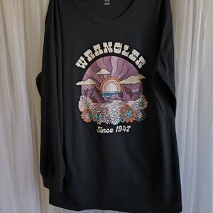 Wrangler Black Long Sleeve Tee with Retro Graphic